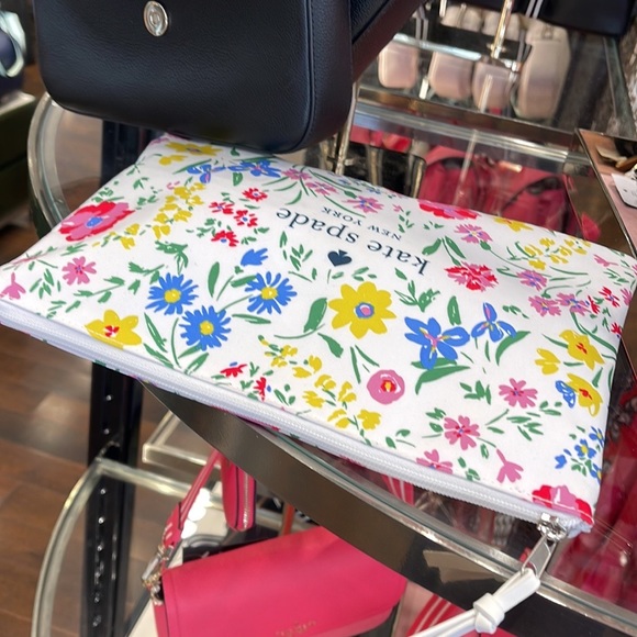 Kate Spade Large Canvas Floral Print Zip Pouch - Picture 13 of 16
